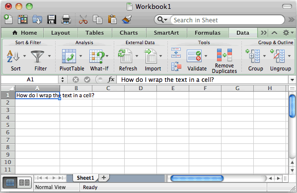put a line break in excel for mac